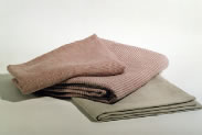Z1 Deckenbezug <strong>Streifen mittel rot-natur</strong>  100% Leinen